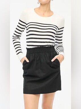 🌺NWT J. CREW LINEN BLEND BLACK RUCHED WAIST SKIRT SIZE 4🌺